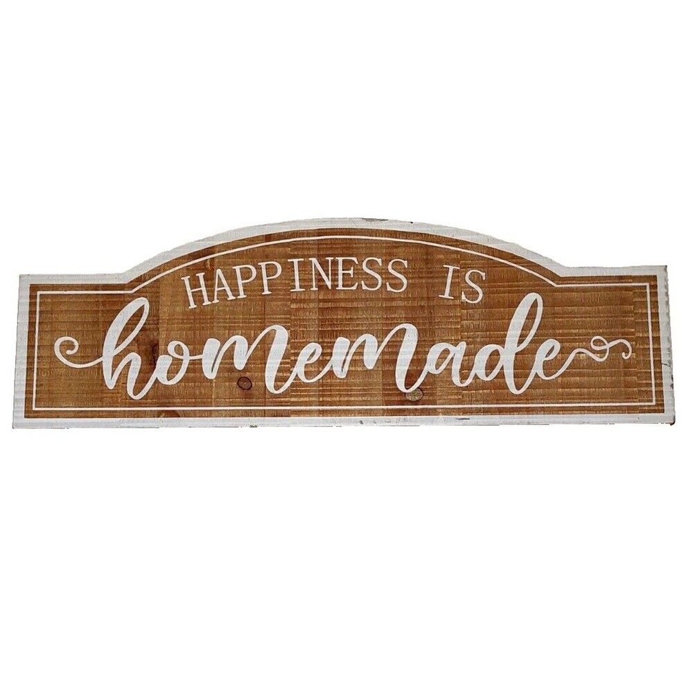 Old East Main Co Rustic Happiness is Homemade Wood Wall Sign Plaque Quote Decor